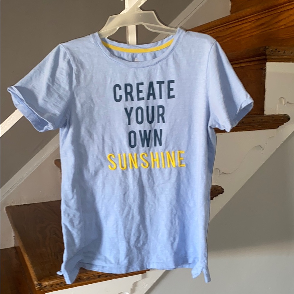 St John’s Bay 'Create Your Own Sunshine' Blue T-shirt 100% cotton size Medium